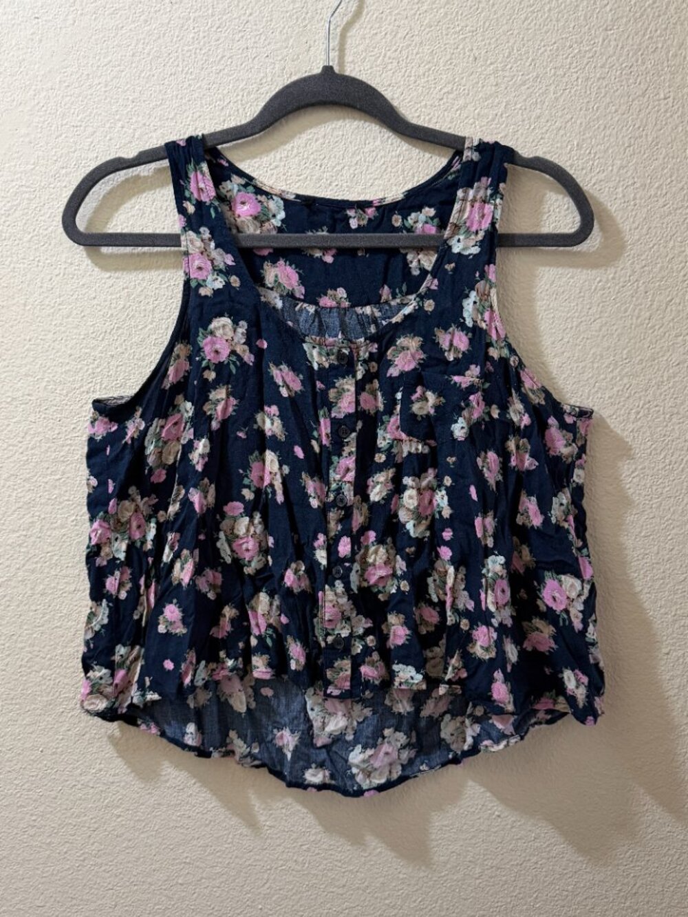 Floral Cropped Button Front Tank Top